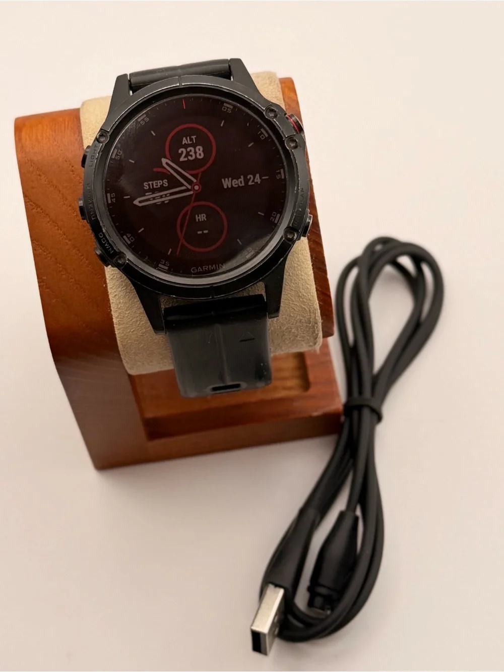 Garmin Fenix 5s Plus, Sapphire Edition, Black, Tested, Charger Included
